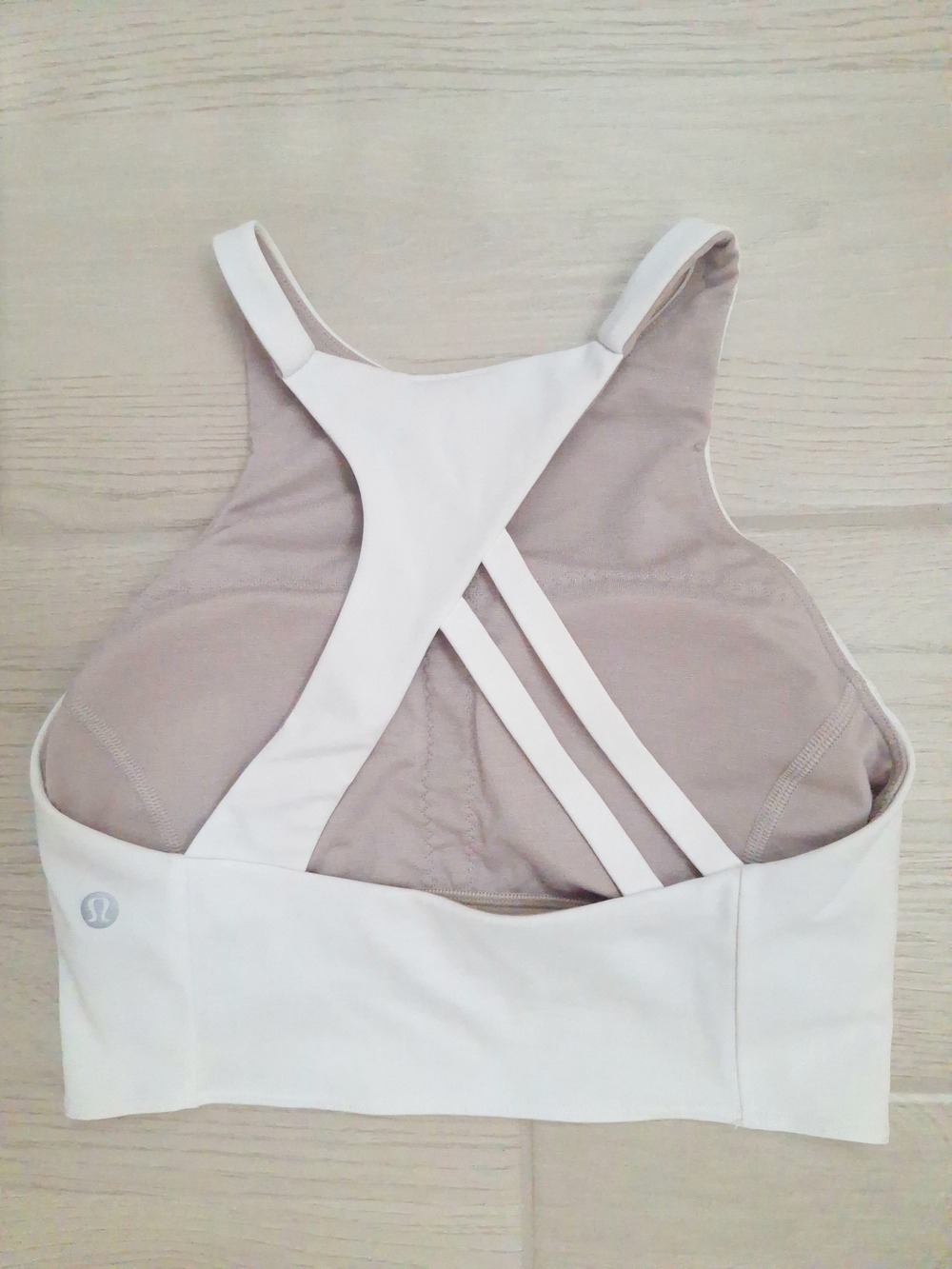 Lululemon Strong Lines White Strappy High Neck Bra Medium Support Size 4 - Picture 4 of 7